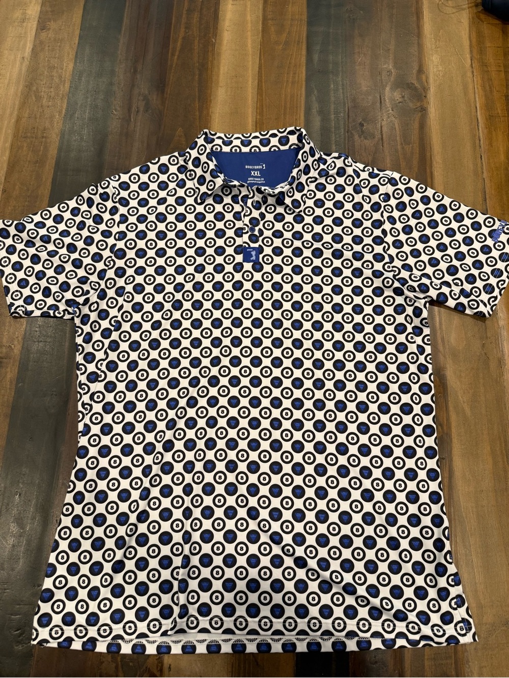 White Polo with Funny Magic 8 Ball Print - Modern Performance Polo